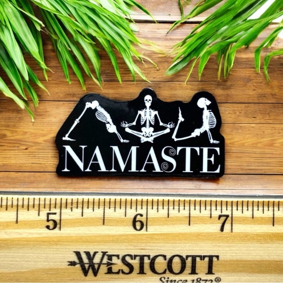 10 / $10 Namaste Skeleton Yoga Sticker - Black & White / Halloween - Picture 2 of 2